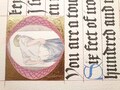 Kielfederschrift mit gemaltem Initial u. Vergoldung