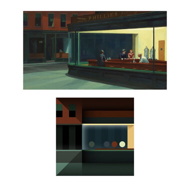 Geometric Redux Study after Edward Hopper’s Nighthawks